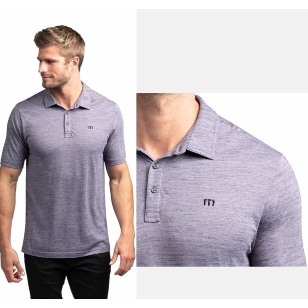 Travis Mathew Mens Perfomance Short Sleeve Heather Purple Golf Polo Shirt‎ 2XL